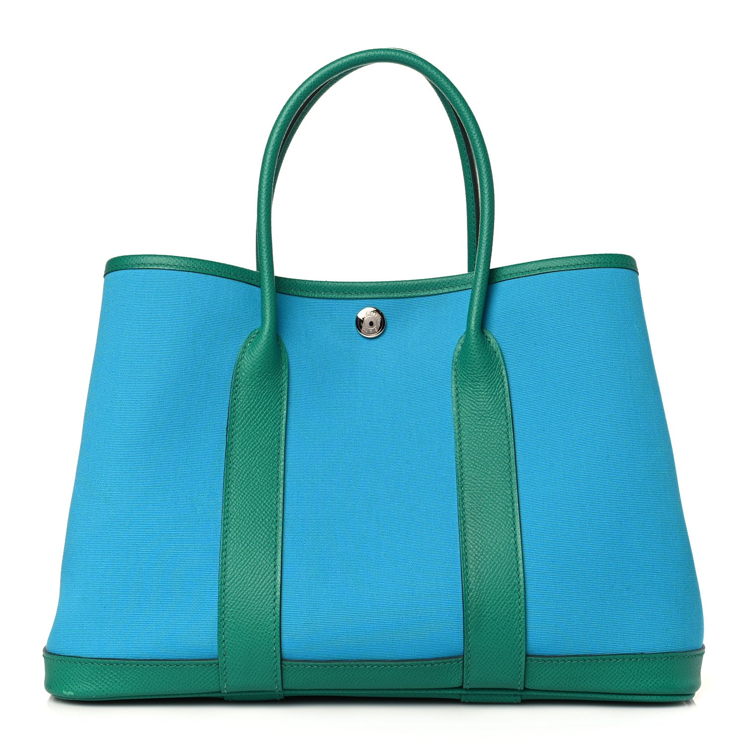 Hermes Toile Epsom Verso Garden Party 30 TPM Bleu Azteque Menthe Jade 1 of 10