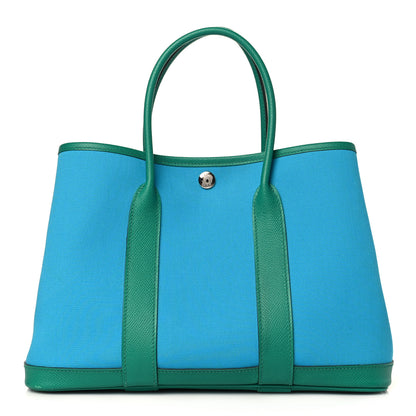 Hermes Toile Epsom Verso Garden Party 30 TPM Bleu Azteque Menthe Jade 1 of 10