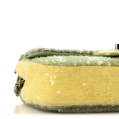 Chanel Sequin Waterfall Flap  Green Light Green Yellow 9 of 11