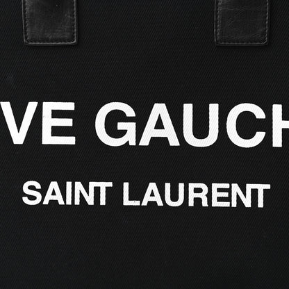 Saint Laurent Linen Calfskin Rive Gauche Tote Black 7 of 12