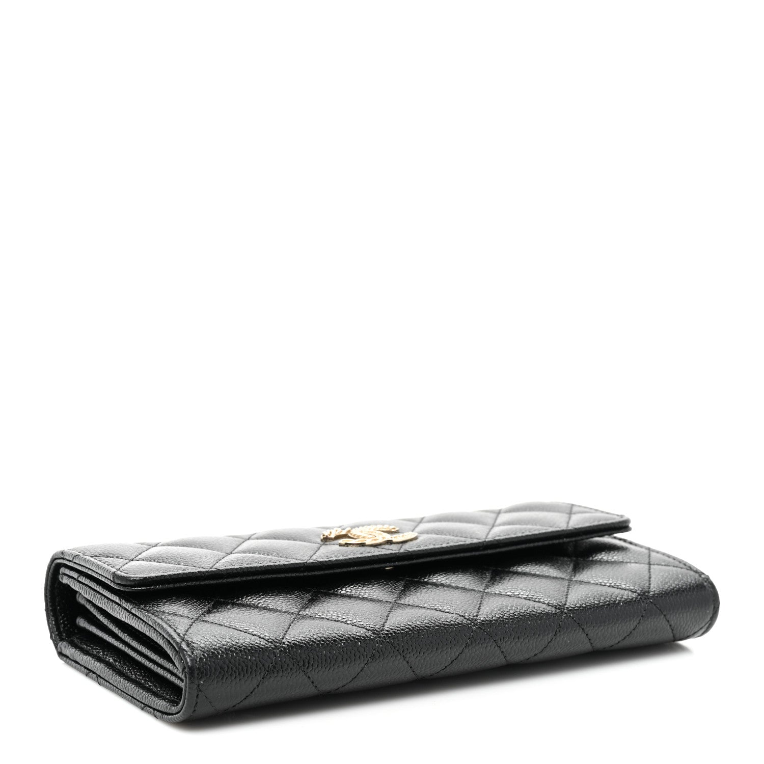 Chanel Caviar Quilted Multi Chain CC Large Gusset Flap Wallet Black 4 of 12