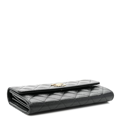 Chanel Caviar Quilted Multi Chain CC Large Gusset Flap Wallet Black 4 of 12