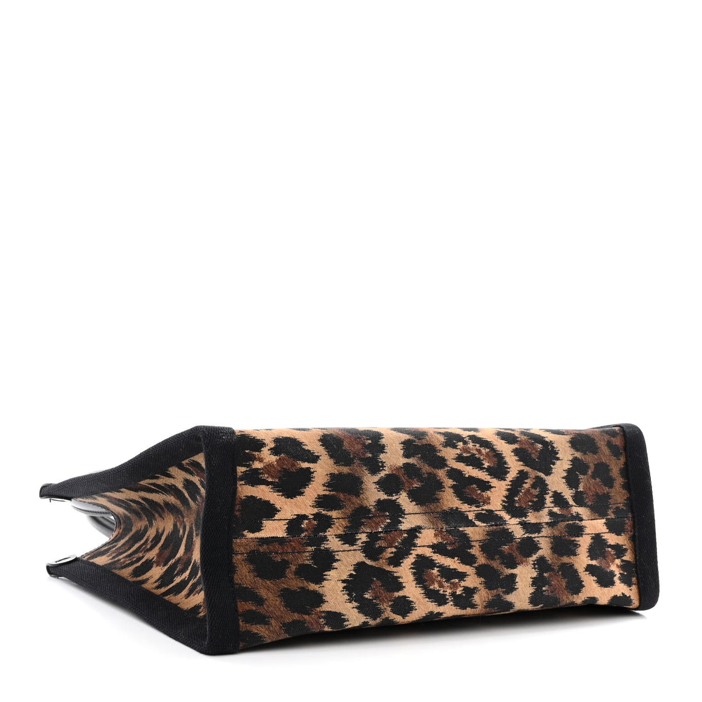 Canvas Calfskin Kitty Print Small Nastroloubi Tote Brown Black