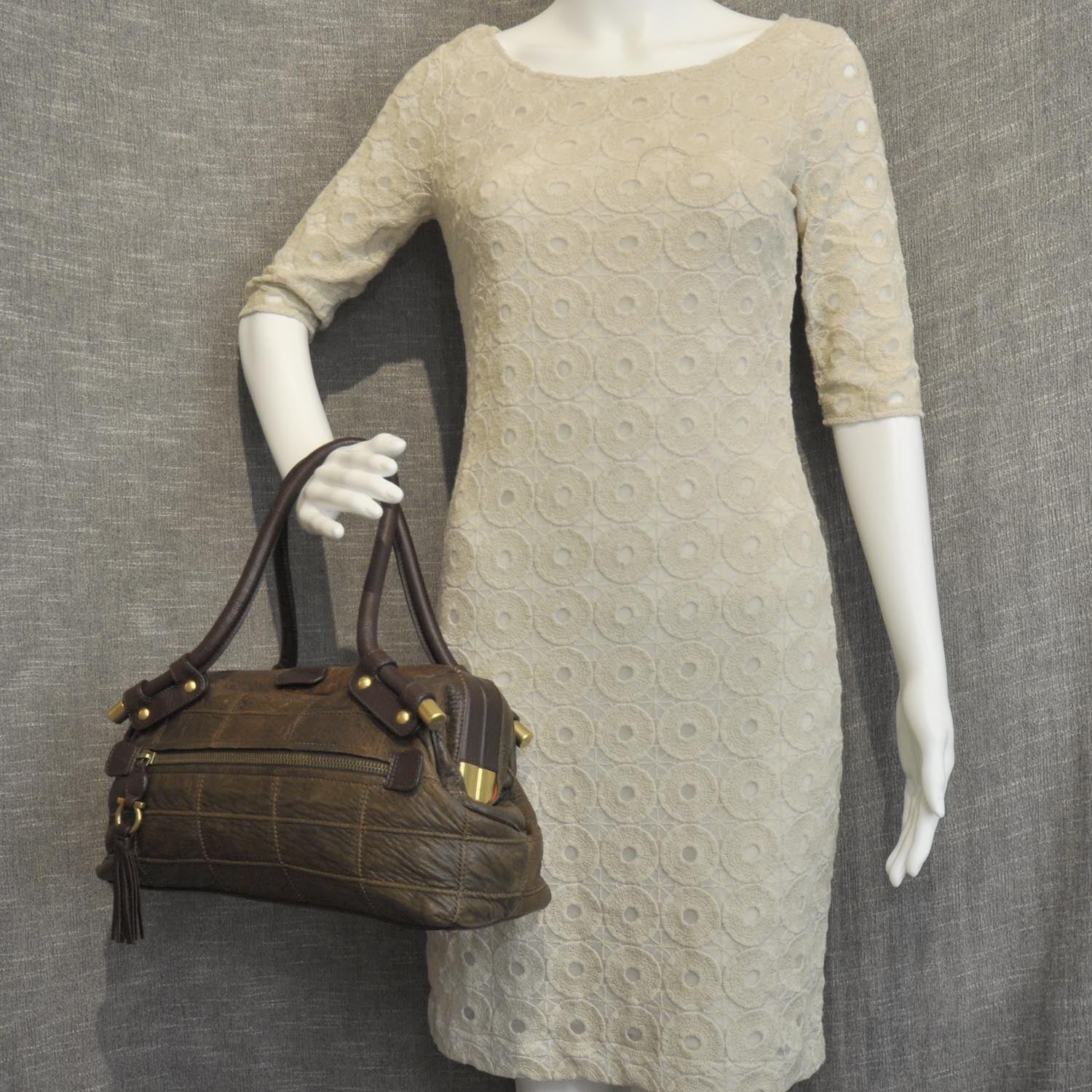 FASHIONPHILE SALVATOREFERRAGAMOLeatherStitchedGanciniBagBrown 2 of 7