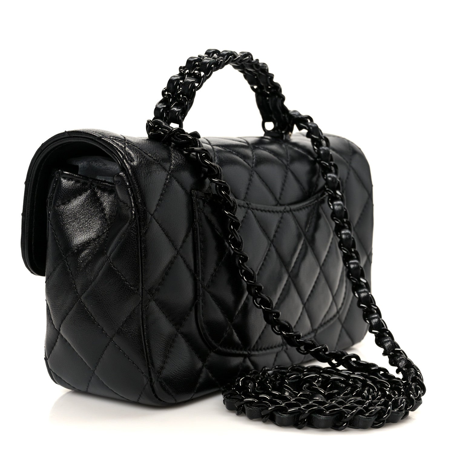 Chanel Lambskin Quilted Small Coco Pop Top Handle Flap So Black 3 of 11