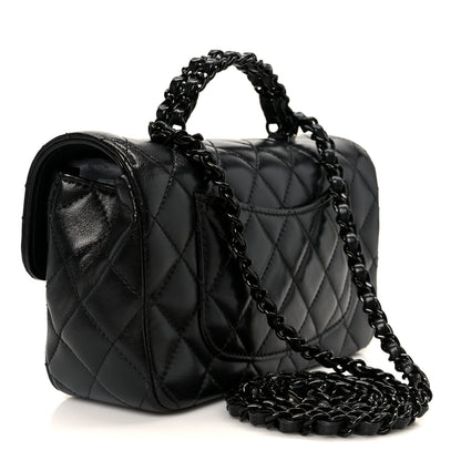 Chanel Lambskin Quilted Small Coco Pop Top Handle Flap So Black 3 of 11
