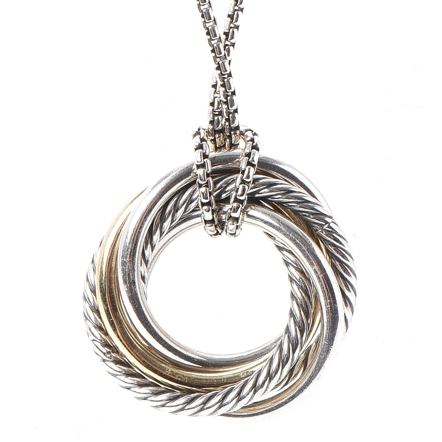Sterling Silver 14K Yellow Gold Crossover Pendant Necklace