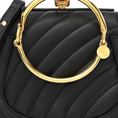 Chloe Calfskin Suede Quilted Small Nile Bracelet Bag Black 7 of 10
