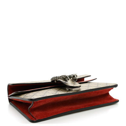 Gucci GG Supreme Monogram Suede Crystal Small Dionysus Shoulder Bag Beige Ebony Vulcanic Red 4 of 11