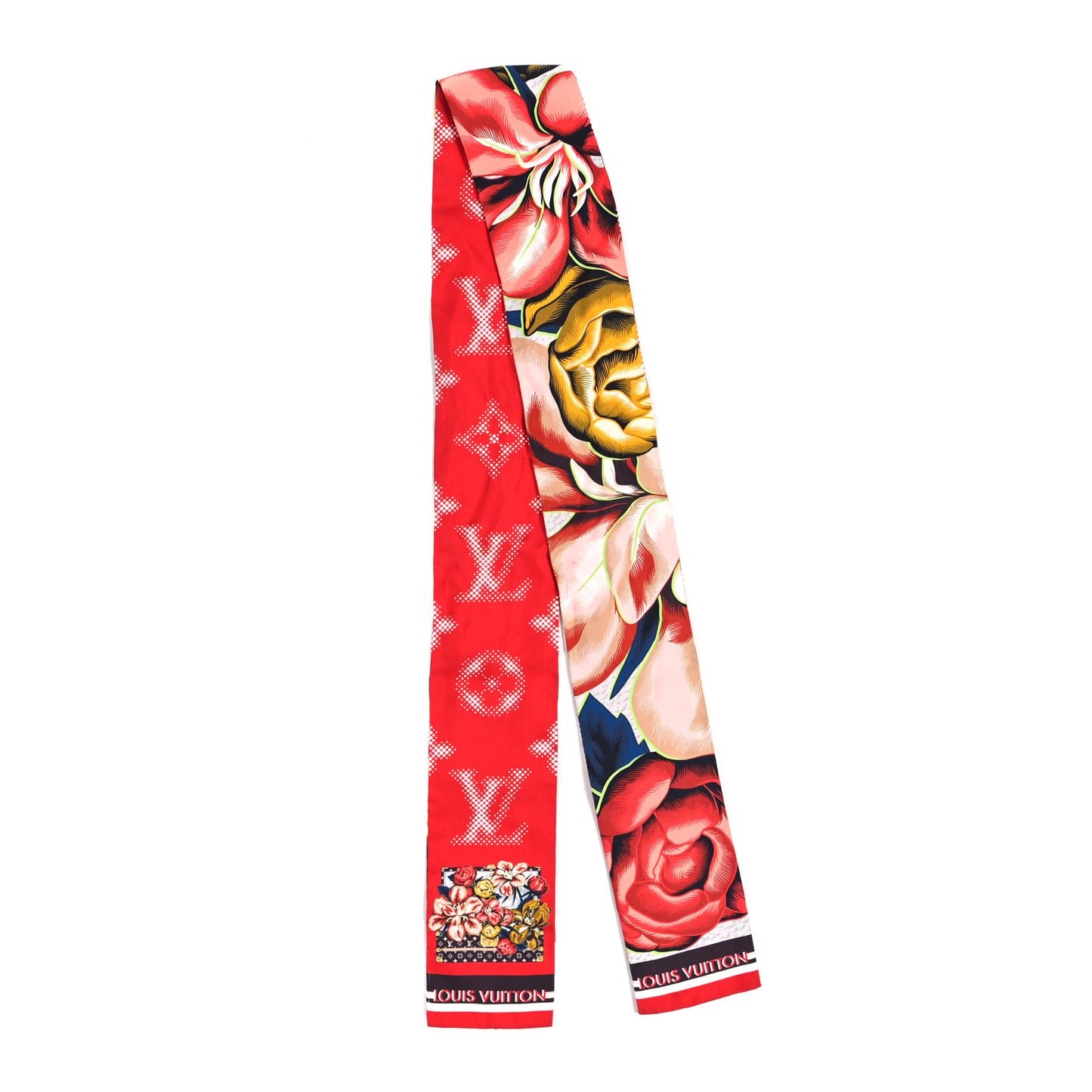 Silk Monogram Malle Fleurs Bandeau Rouge