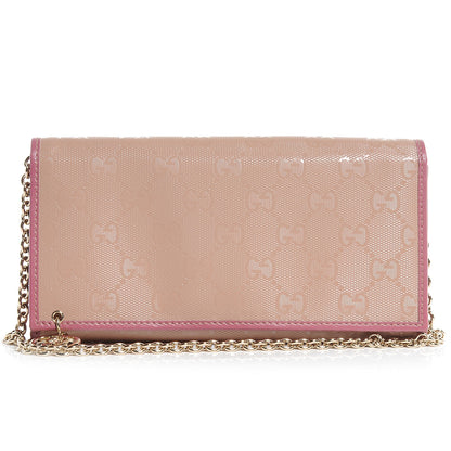 Gucci Imprime Monogram GG Pierce Chain Clutch Wallet Pink 1 of 9