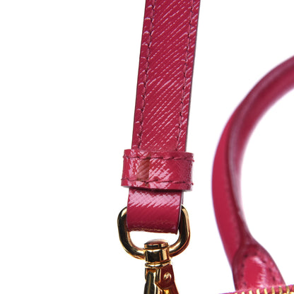 Prada Saffiano Vernice Mini Galleria Double Zip Tote Peonia 17 of 18