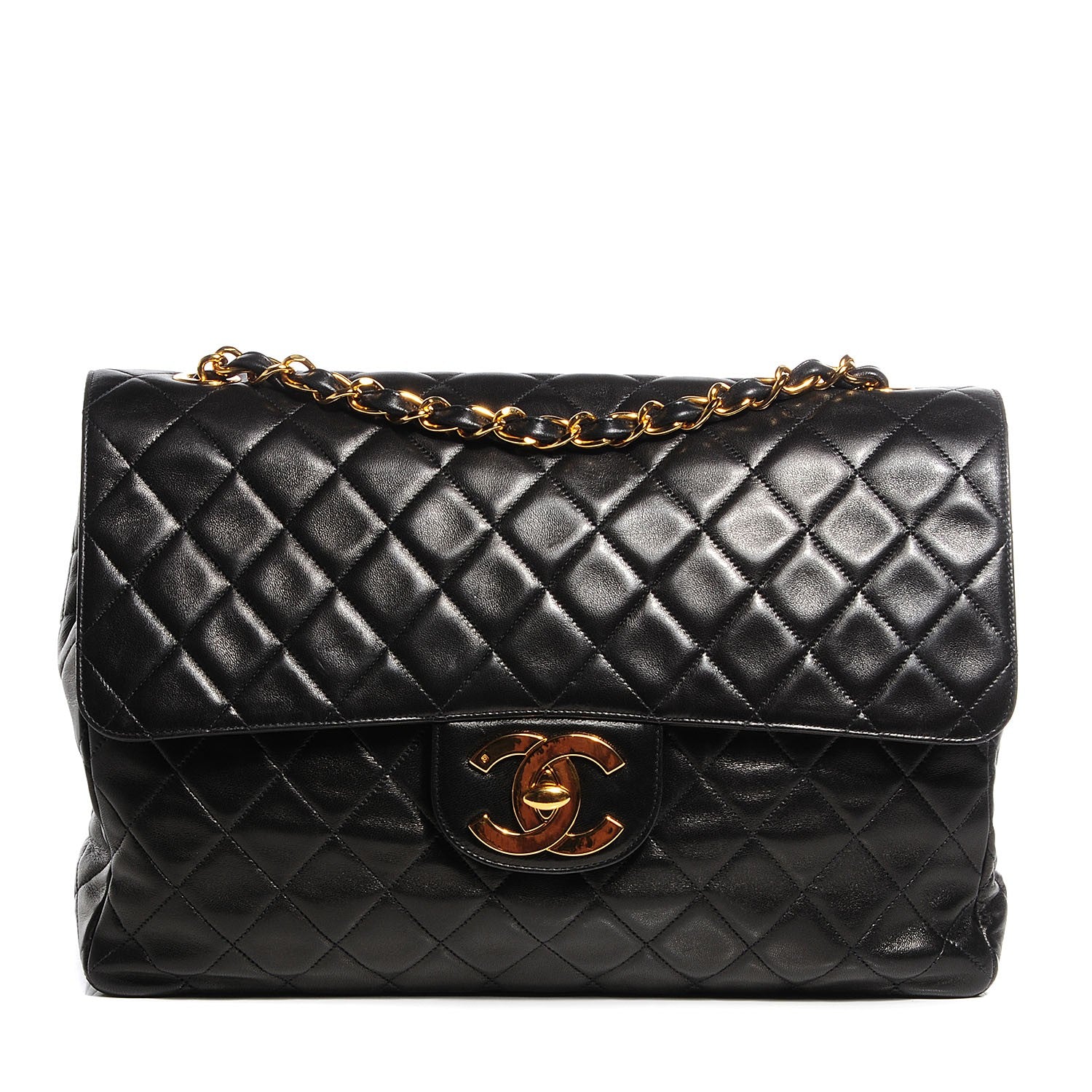 Chanel Lambskin Quilted XL Jumbo Flap Black 1 of 10