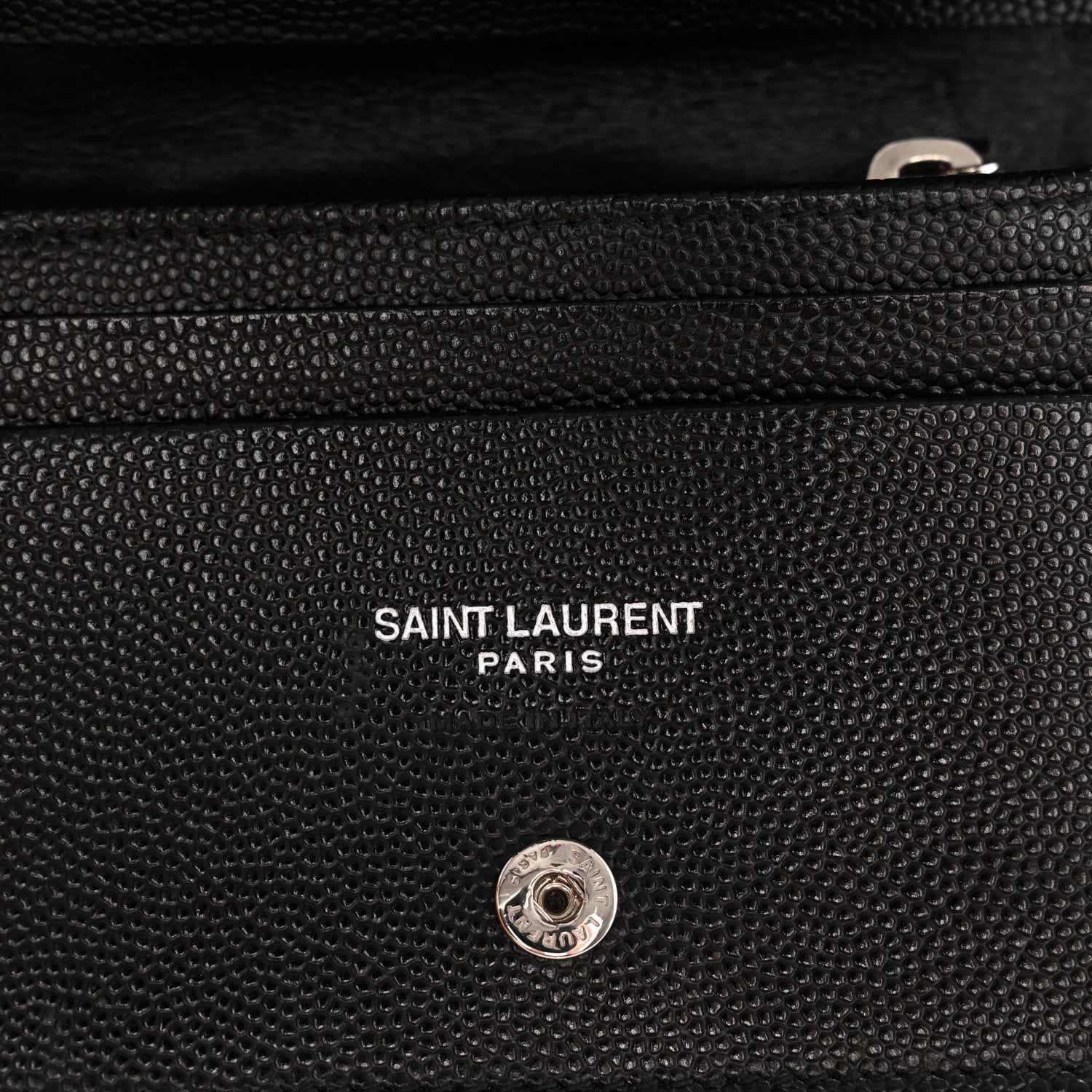 Saint Laurent Grain De Poudre Matelasse Chevron Monogram Card Case Black 7 of 7