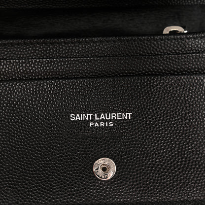 Saint Laurent Grain De Poudre Matelasse Chevron Monogram Card Case Black 7 of 7