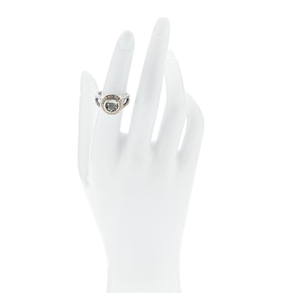 David Yurman Sterling Silver Diamond Prasiolite 8mm Petite Cerise Ring 2 of 5