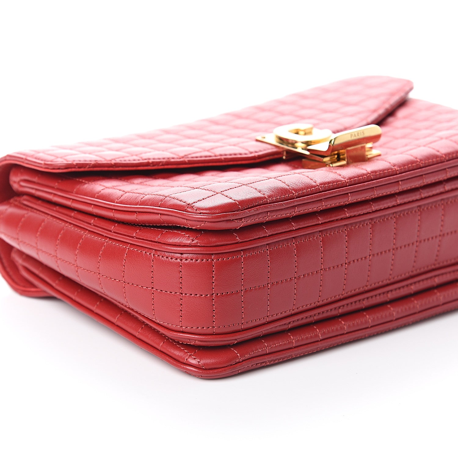 Celine Calfskin Quilted Medium C Bag Red 8 of 9