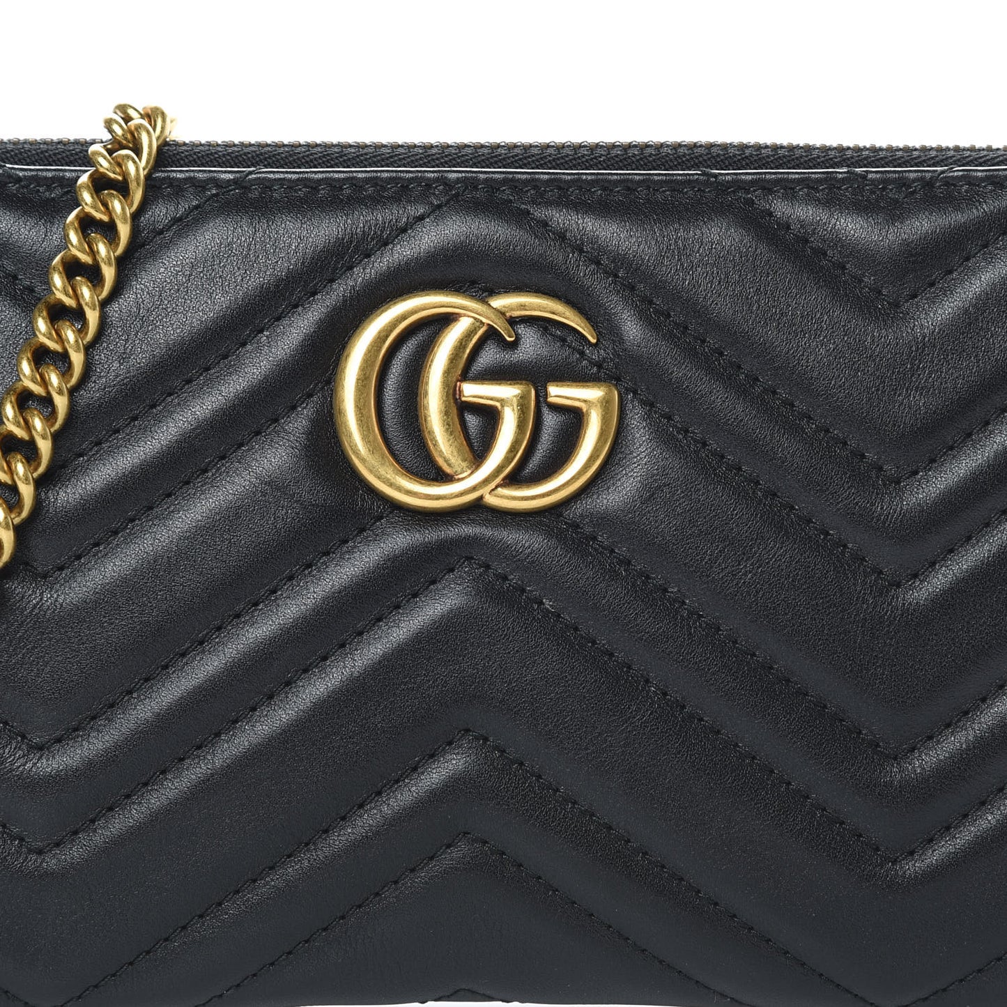Calfskin Matelasse Mini GG Marmont Chain Bag Black