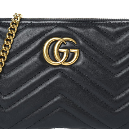 Gucci Calfskin Matelasse Mini GG Marmont Chain Bag Black 8 of 12