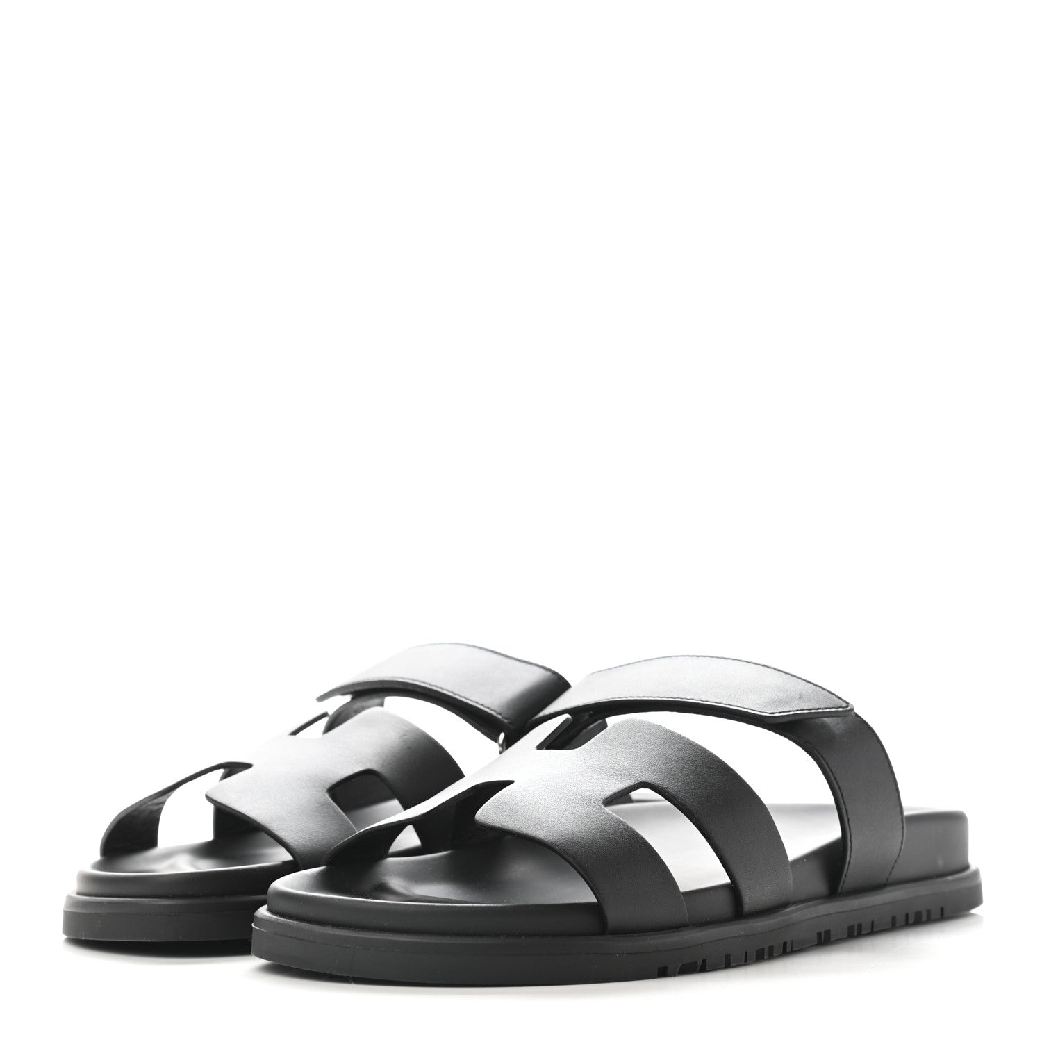 Hermes Calfskin Womens Chypre Sandals 39.5 Black 3 of 9