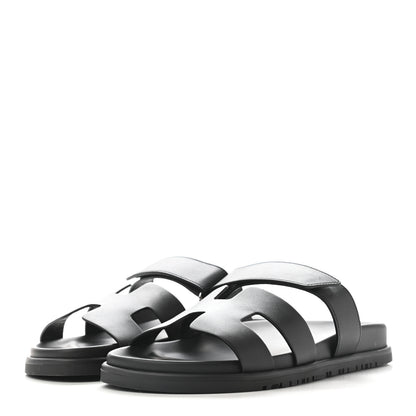 Hermes Calfskin Womens Chypre Sandals 39.5 Black 3 of 9