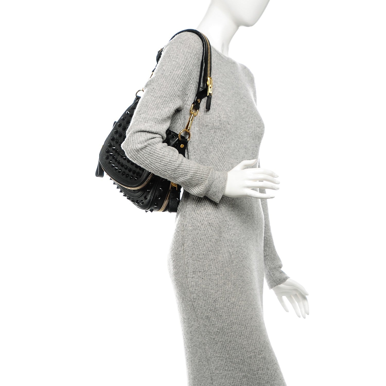 Tom Ford Pebbled Calfskin Jennifer Studded Medium Crossbody Black 2 of 6