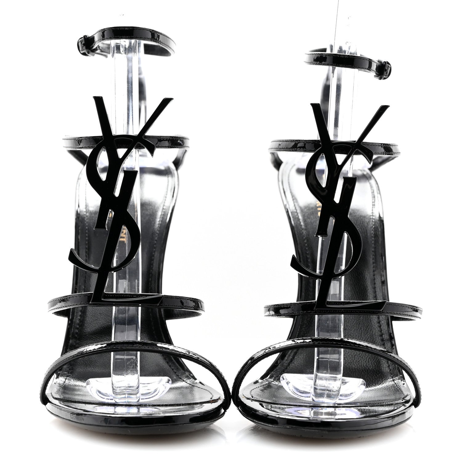 Saint Laurent Patent Cassandra 100 Ankle Strap Sandals 39 Black 3 of 8