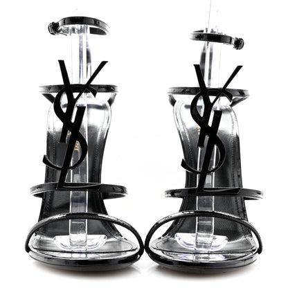 Saint Laurent Patent Cassandra 100 Ankle Strap Sandals 39 Black 3 of 8