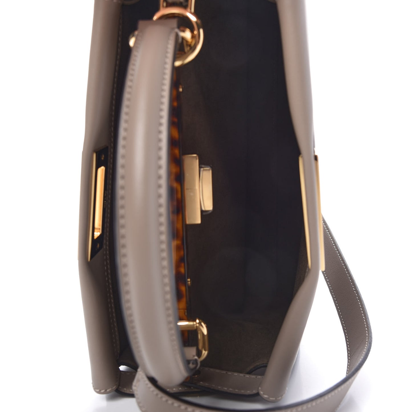Vitello Seta Plexiglass Tortoise Medium Peekaboo Iconic Satchel Tortora