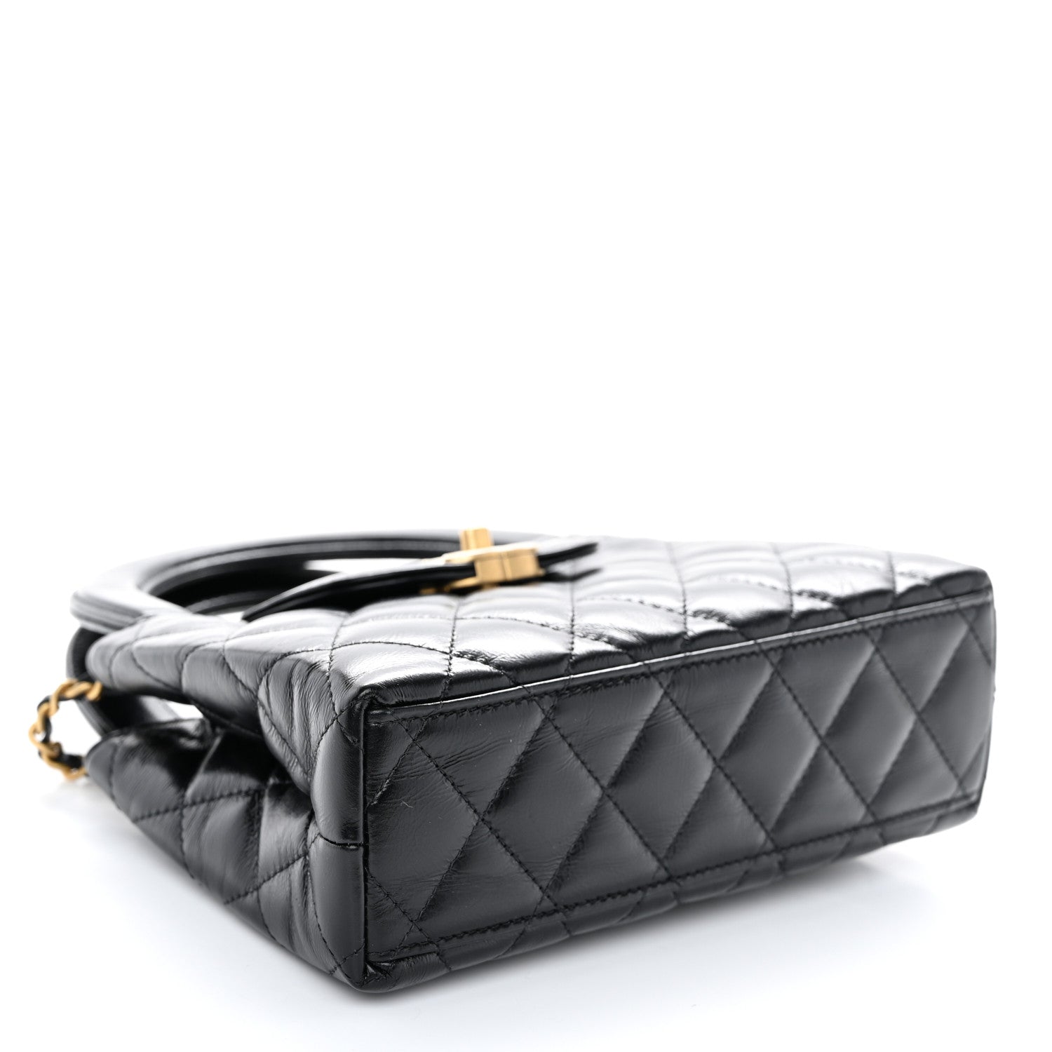 Chanel Shiny Aged Calfskin Quilted Nano Kelly Shopper Black 4 of 10