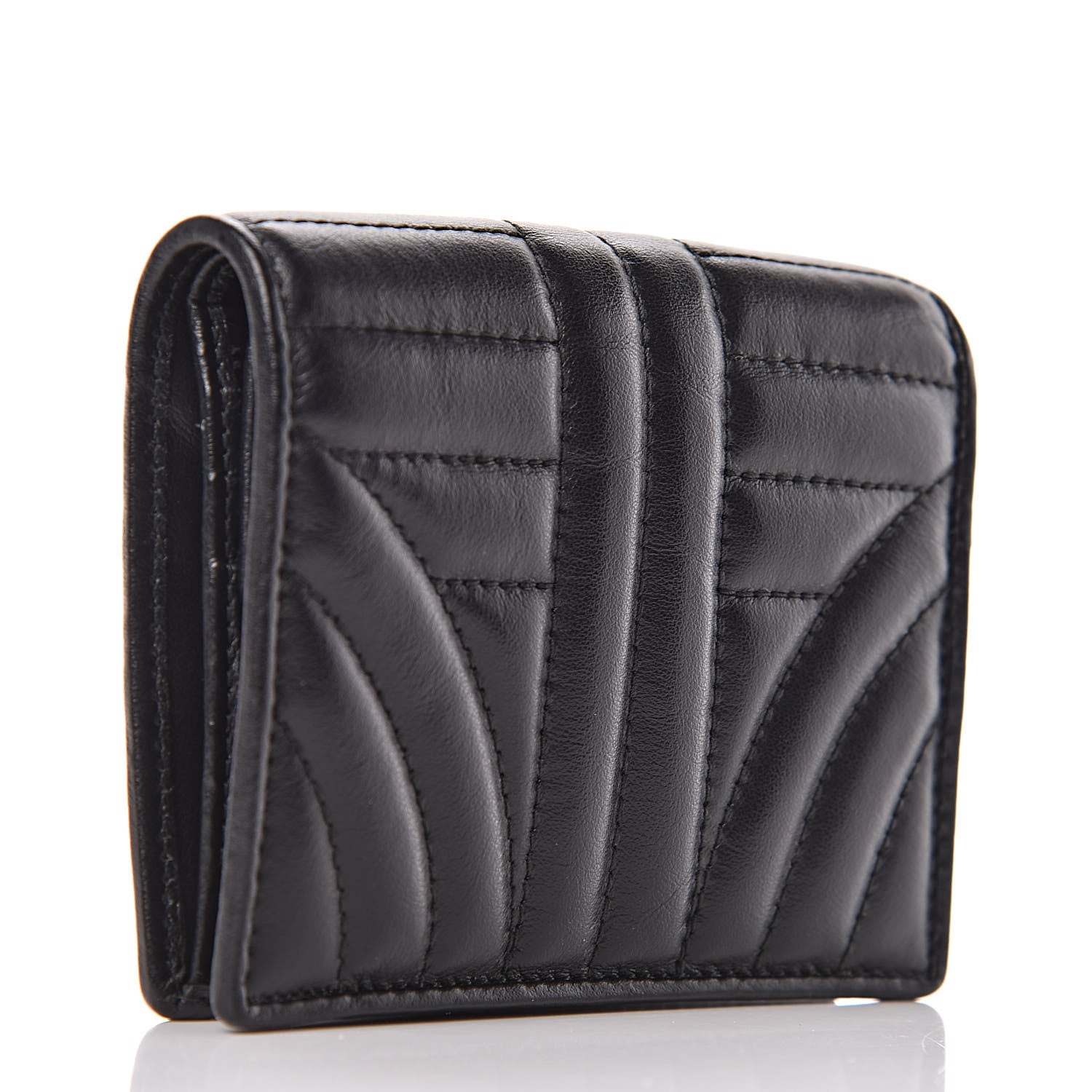 Prada Soft Calfskin Impunture Diagramme Wallet Black 3 of 7