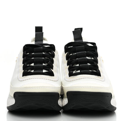 Chanel Velvet Calfskin Mixed Fibers CC Sneakers 35 Ivory Black 2 of 9