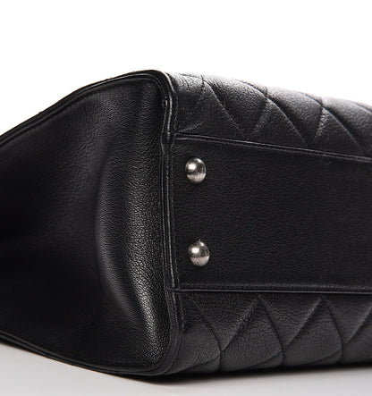 Chanel Goatskin Quilted Small Perfect Edge Shopping Tote Black 9 of 12