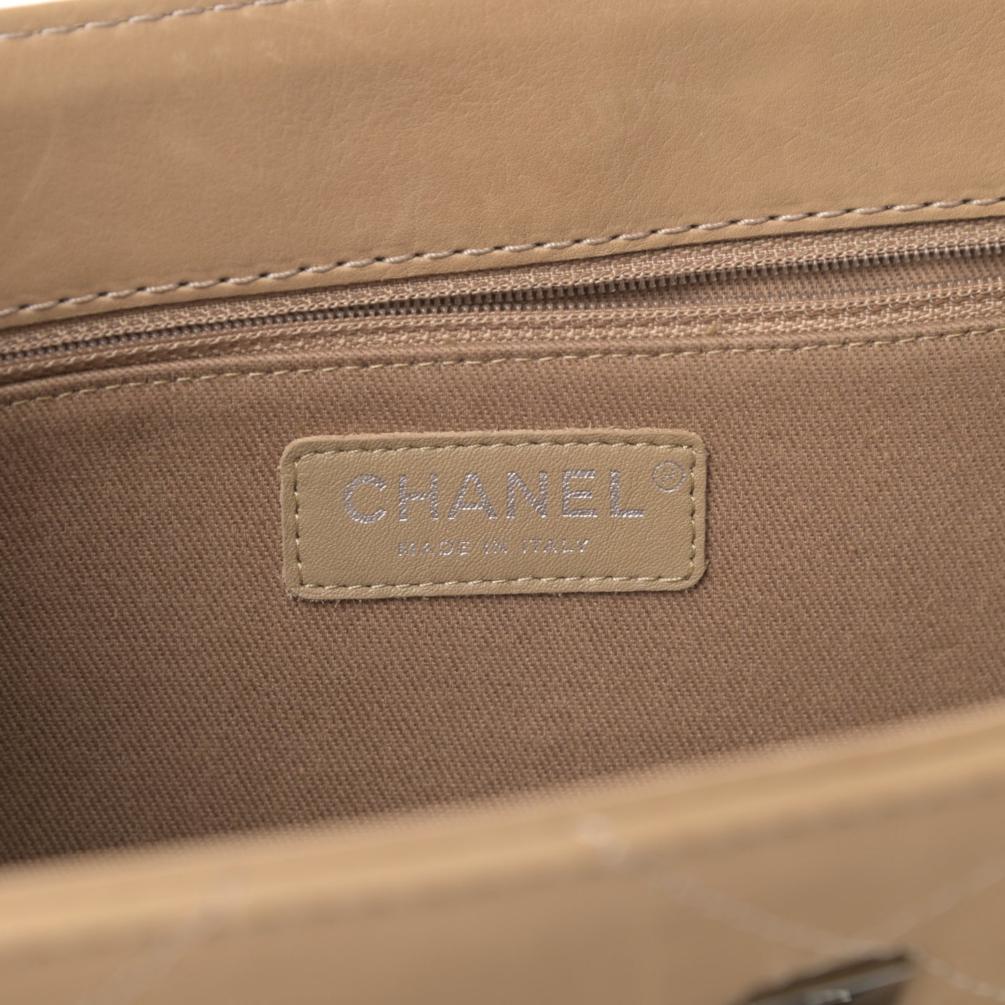 Washed Calfskin Quilted Large Hamptons Flap Bag Dark Beige