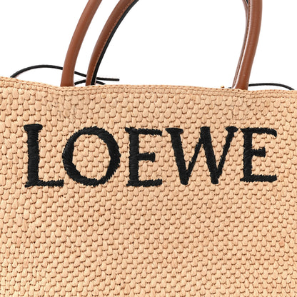 Loewe Raffia Calfskin Standard A4 Tote Bag Natural Black 7 of 10