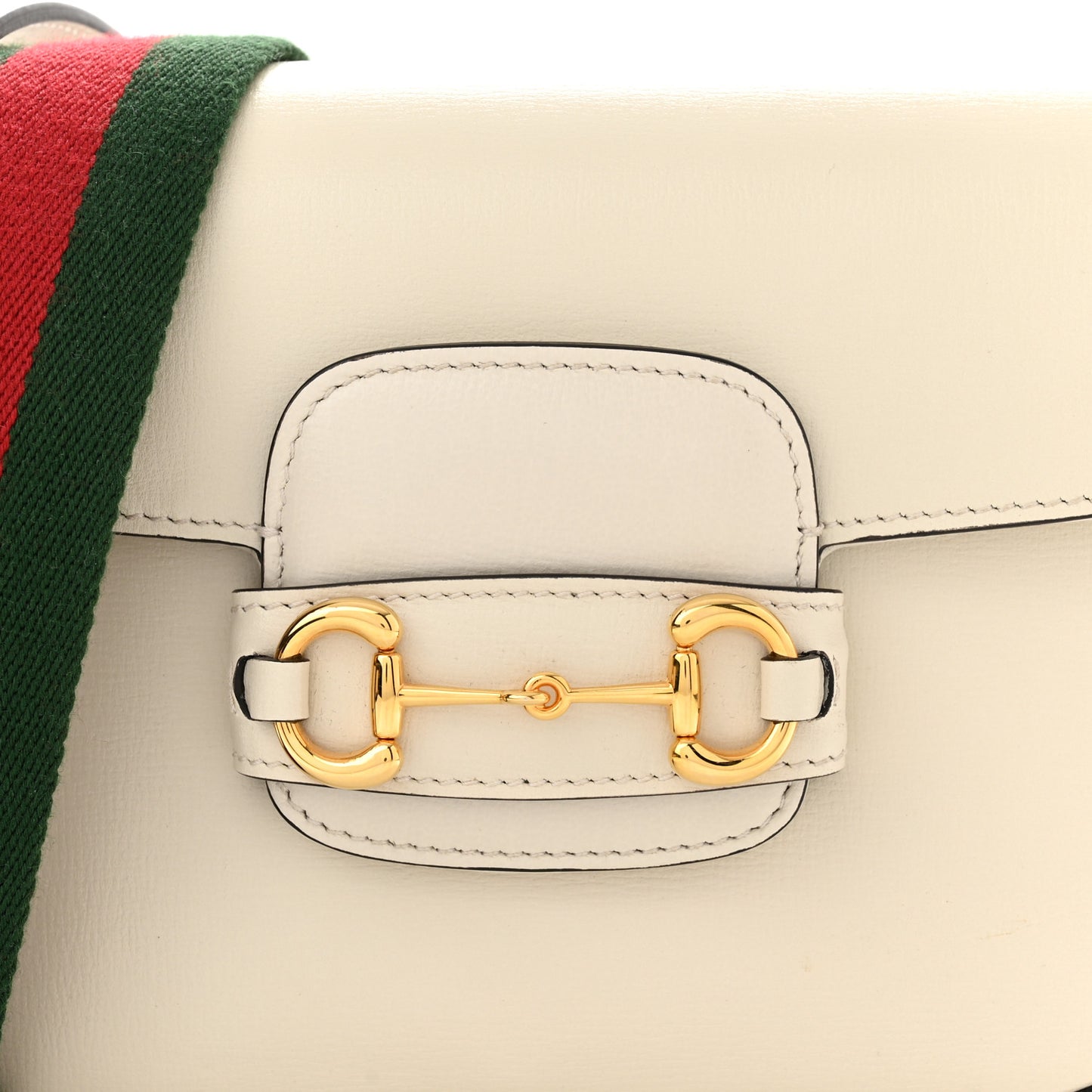 Azalea Calfskin Web Mini Horsebit 1955 Shoulder Bag Mystic White
