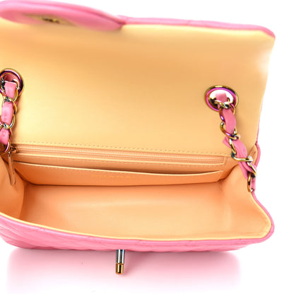 Chanel Lambskin Quilted Mini Rectangular Flap Pink Yellow 5 of 10