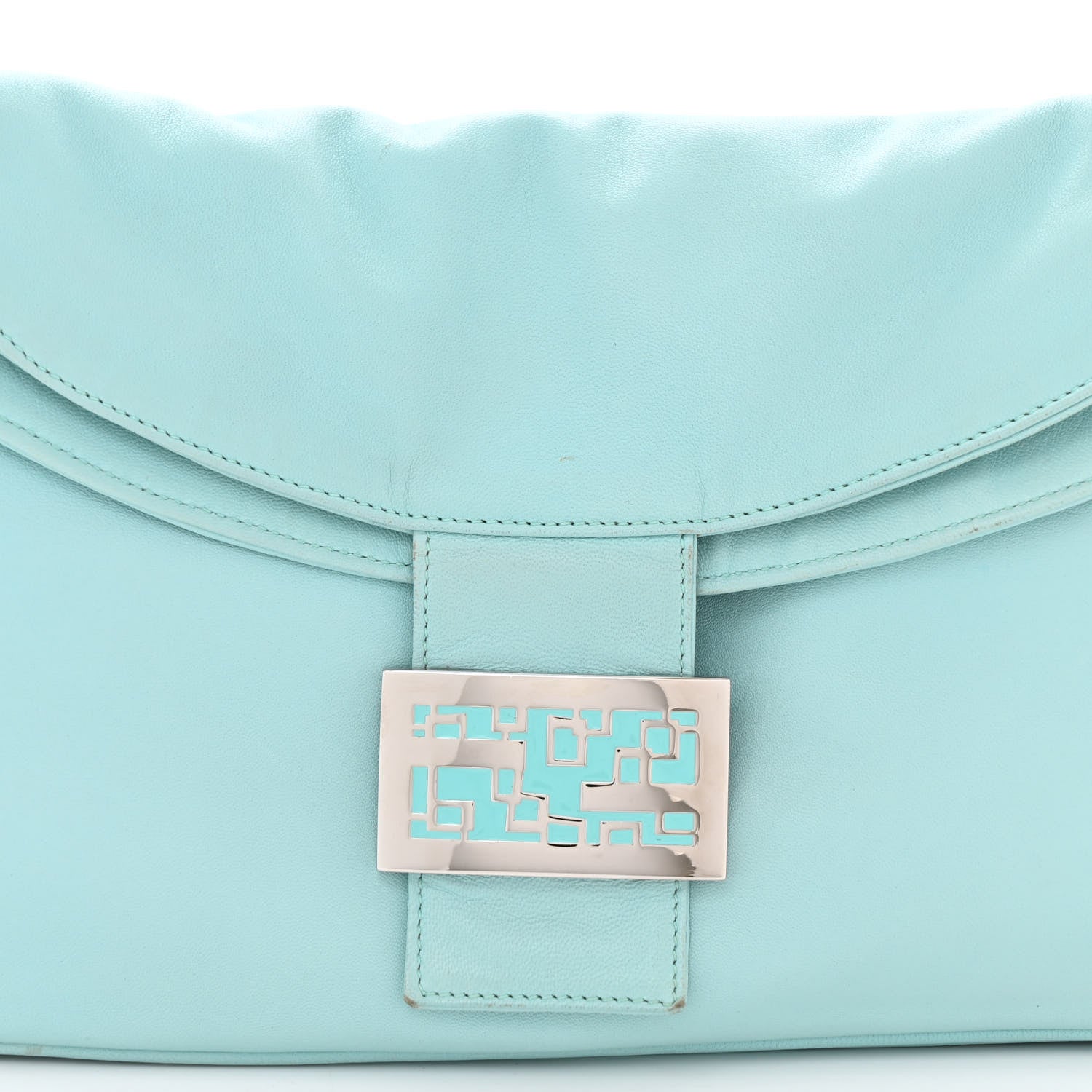 Fendi Lambskin Mama Baguette Double Flap Light Blue 7 of 14