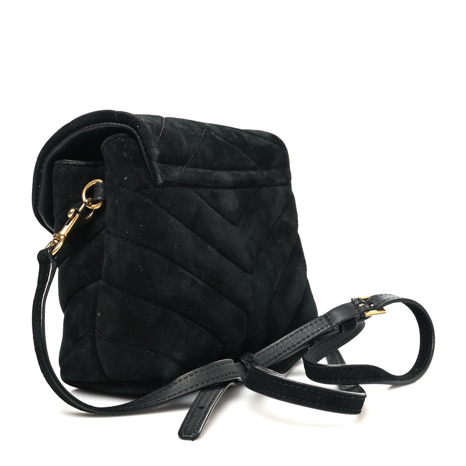 Saint Laurent Suede Y Quilted Monogram Toy Loulou Crossbody Bag Black 3 of 12