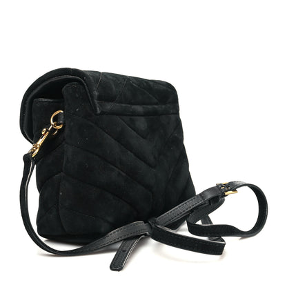 Saint Laurent Suede Y Quilted Monogram Toy Loulou Crossbody Bag Black 3 of 12