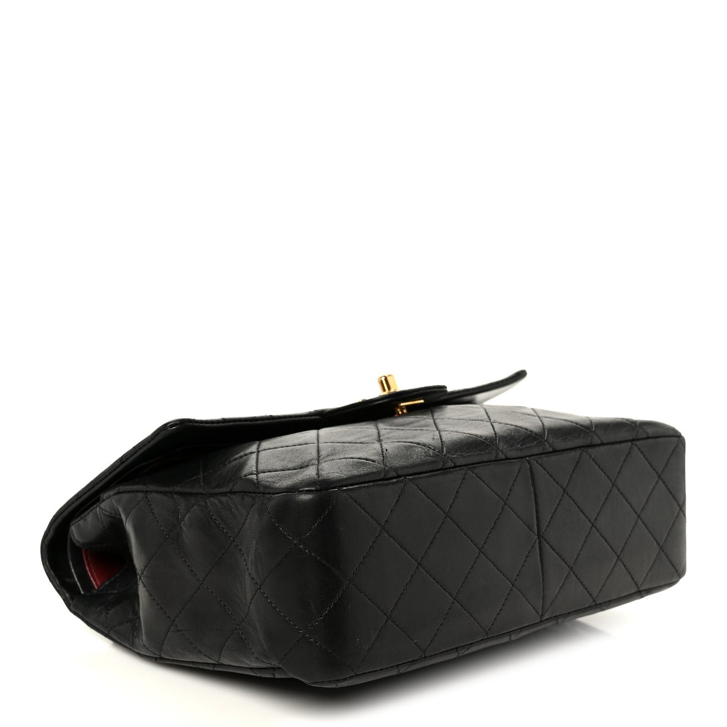 Lambskin Quilted Medium Double Flap Black