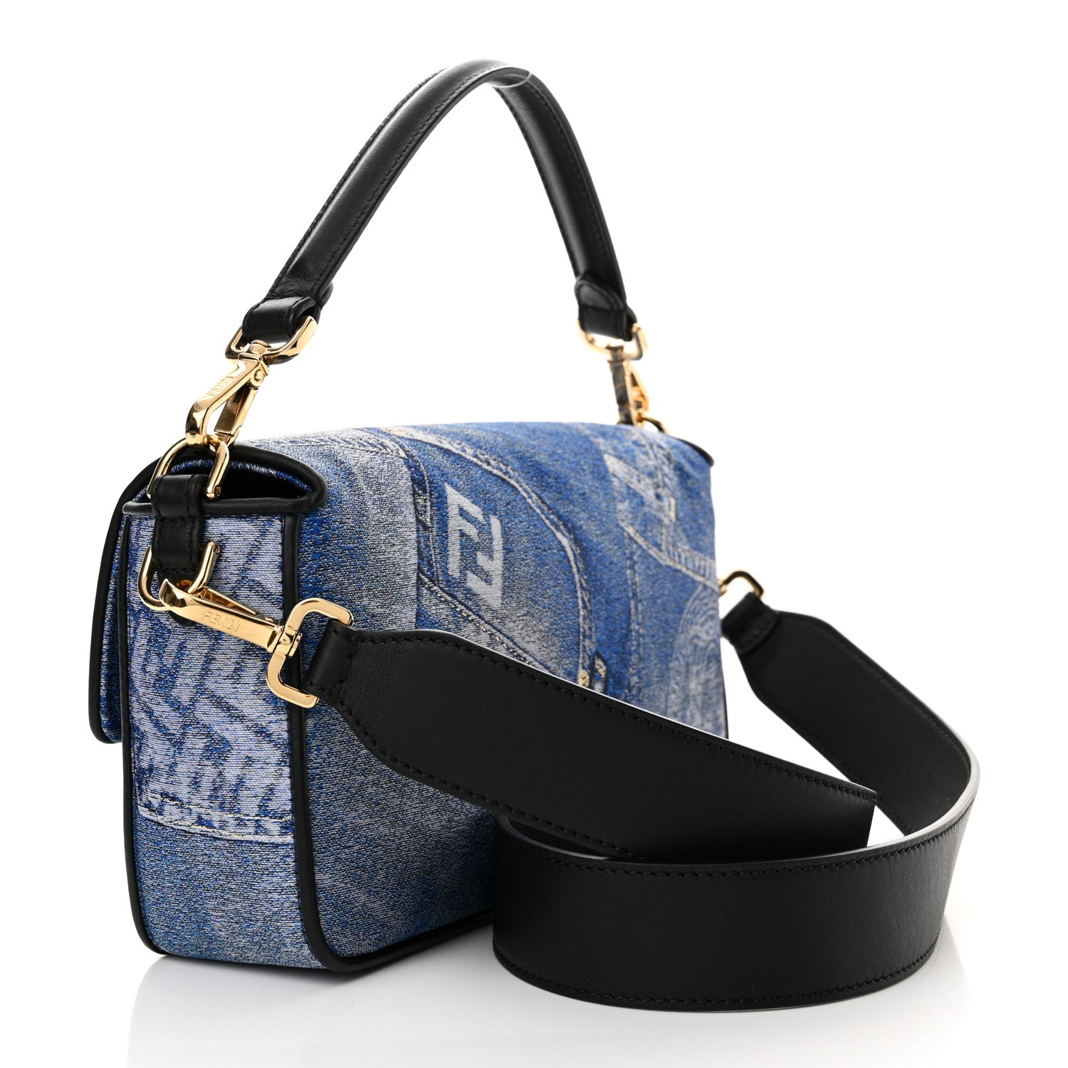 Fendi X VERSACE Denim Fendace Patchwork Baguette Blue 3 of 9