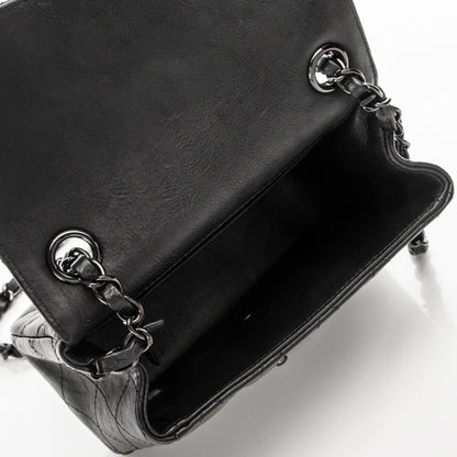 Chanel Crumpled Calfskin Quilted Mini Square Flap So Black 5 of 7