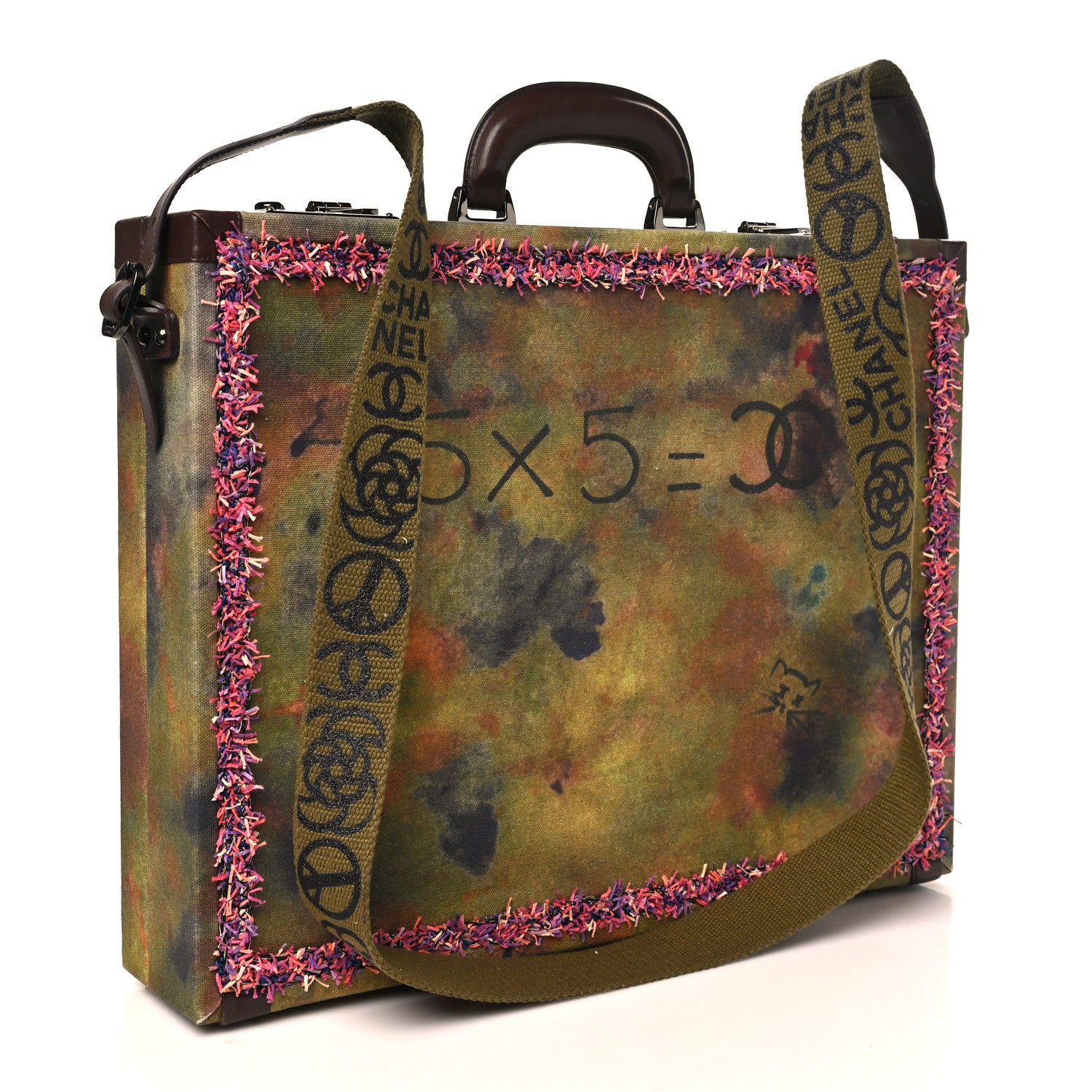 Chanel Washed Toile Graffiti On The Pavements Briefcase Khaki Multicolor 2 of 10