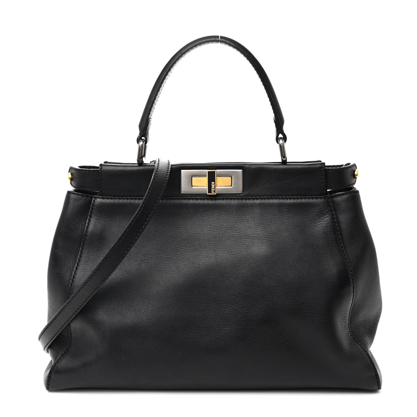 Vitello Seta Shiny Nappa Medium Peekaboo Iconic Satchel Black