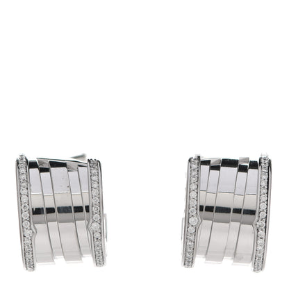 Bulgari 18K White Gold Diamond B.Zero1 Hoop Earrings 1 of 6