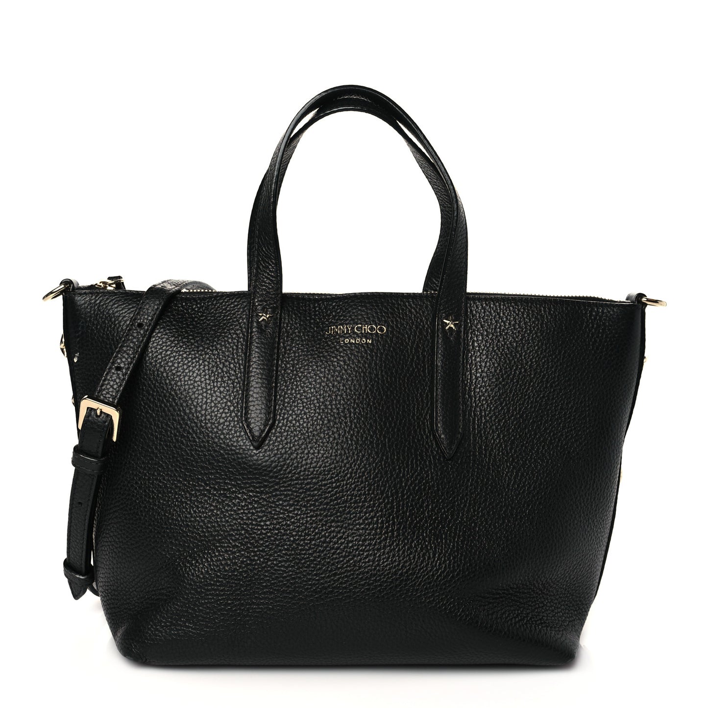 Grainy Calfskin Star Studded Bria Tote Black