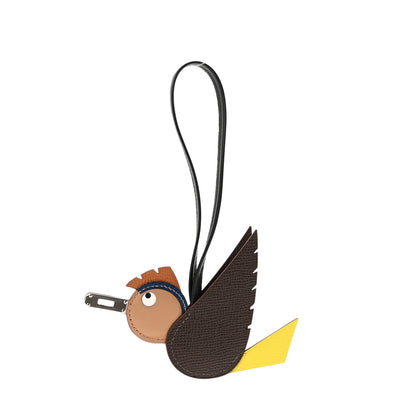 Hermes Epsom Swift Chevre Mysore Birdy Bag Charm Jaune Ambre Black Biscuit 1 of 4