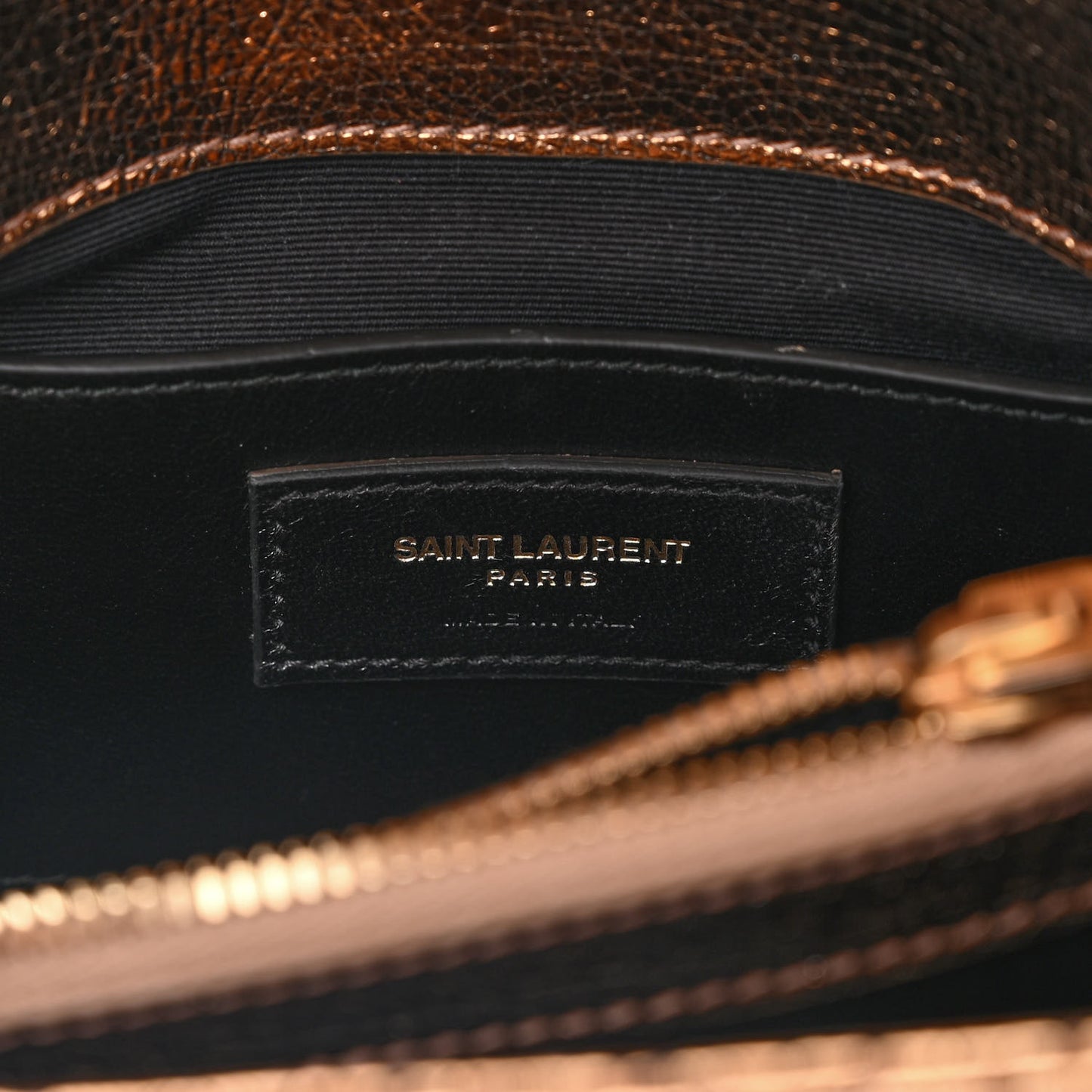 Metallic Cracked Calfskin Matelasse Monogram Medium College Bag Copper