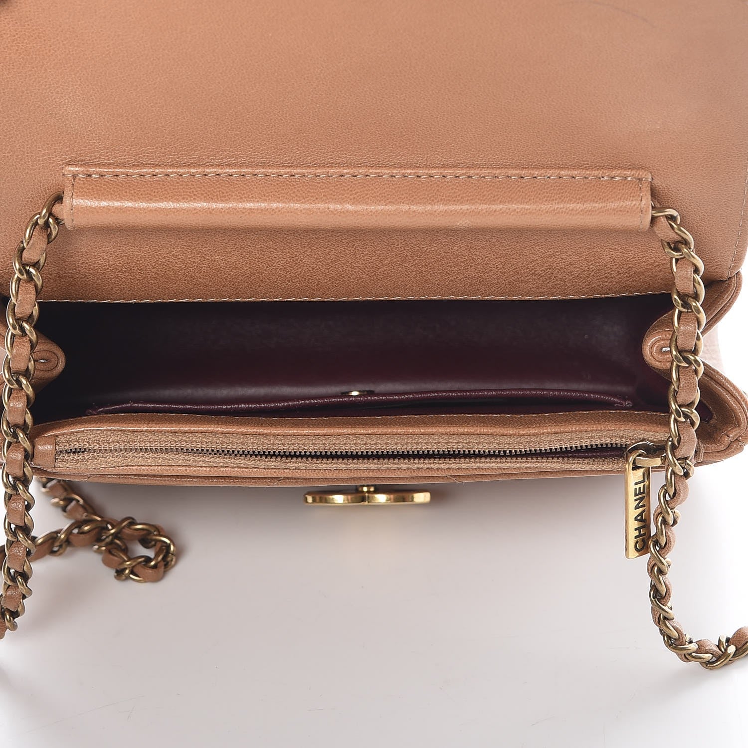Chanel Lambskin Chevron Mini Coco Envelope Flap Beige 4 of 16